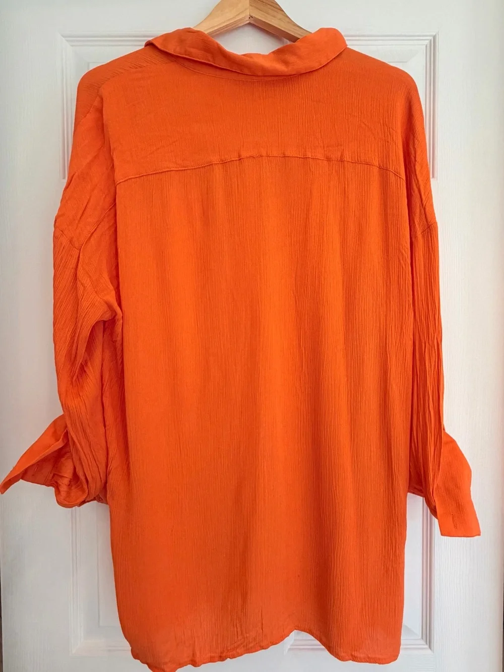 Fashion Nova Oversized Button-Down Shirt in Bright Orange
